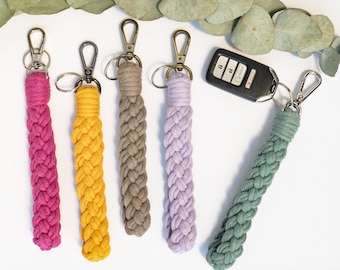 Braided Macrame Keychain Wristlet, Wrist Lanyard, Boho Lanyard