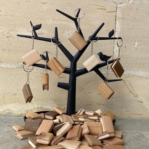 HANDMADE wooden miniature book keychain