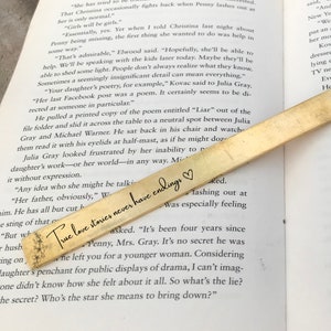Solid Premium Brass Bookmark With Leather Strap , Personalized Anniversary Gift , Book Lovers Gift, Custom Quote Bookmark
