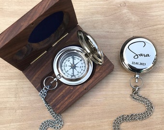 Brújula de regalo personalizada del 8º aniversario, brújula hecha a mano de plata, regalo para el marido, regalo para el cumpleaños del novio, regalo de aventura para él