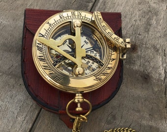 Adventure Couple Gift, Personalized Working Sundial Compass, Engraved brass Compass, Anniversary Gift, wedding gift, Keepsake Gift