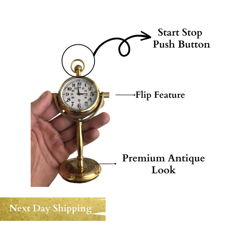 Engraved Antique Office Desk Clock, Brass Clock, personalized western wedding gift , 30th wedding anniversary gift , image 6