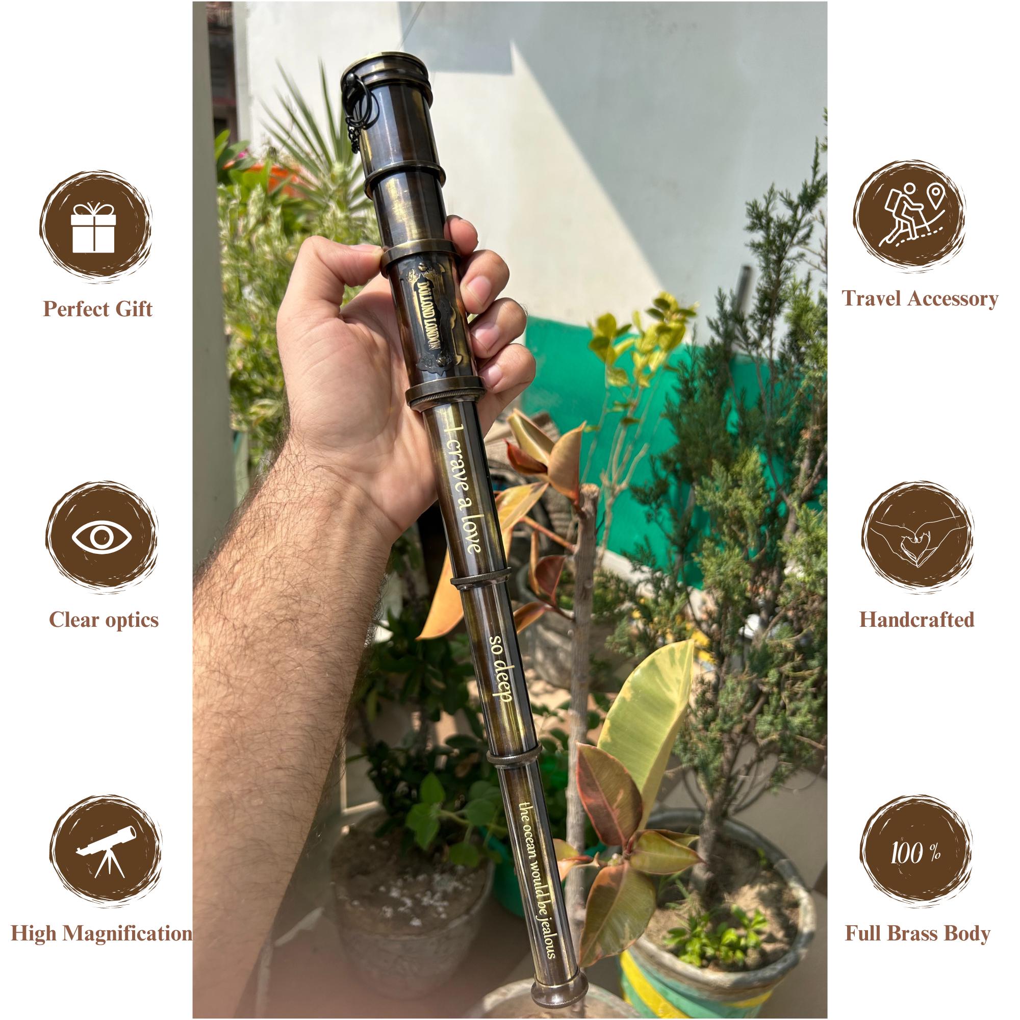 Brass Telescope, Engraved Spyglass, Pirate Telescope, Fathers Day Gift, Gift For Husband, Son Gift, steampunk Gift