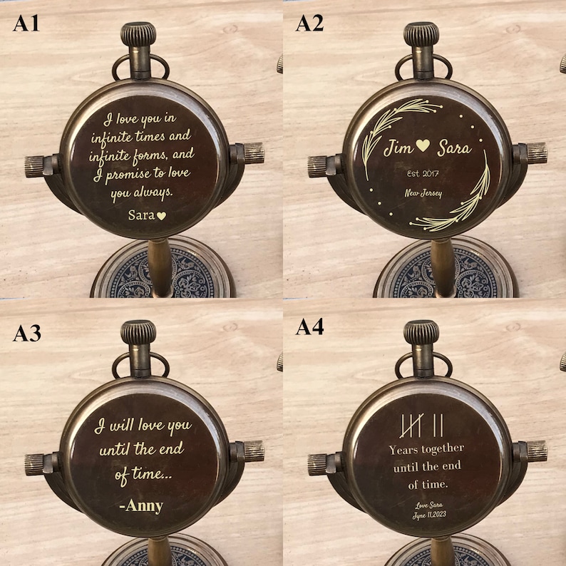 Engraved Antique Office Desk Clock, Brass Clock, personalized western wedding gift , 30th wedding anniversary gift , image 7