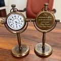 Engraved Antique Office Desk Clock, Brass Clock, personalized western wedding gift ,  30th wedding anniversary gift ,