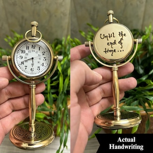 Engraved Antique Office Desk Clock, Brass Clock, personalized western wedding gift , 30th wedding anniversary gift , image 3