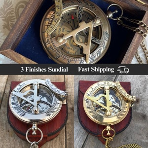 Engraved Sundial Compass, Couples Gift for Boyfriend anniversary -  Wedding Day Gift, Son Birthday Gift ,  Adventure Time Gift For Him