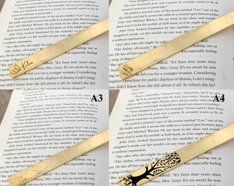 Handmade Unique Solid Premium Brass Bookmark With Leather Strap , Personalized Anniversary Gift , Book Lovers Gift, Custom Quote Bookmark
