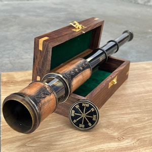 Personalized Brass Working Telescope, Engraved Spyglass, Maritime Steampunk Present, Gift For Him