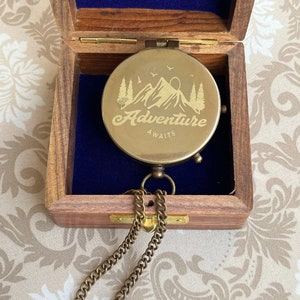 Adventure Gift For Him, Handmade Gift, Adventure Awaits, Engraved Compass, Couples Gift for Boyfriend, 1st Anniversary Gift,