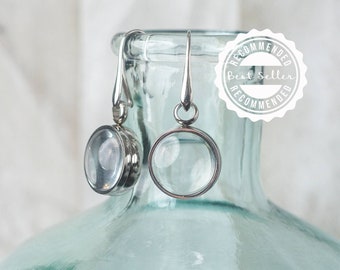 Glass Locket Earrings: Pet Hair Keepsake, Memorial Jewelry