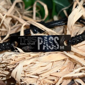 Men's Black String Adjustable Bracelet Laser-Engraved with "This Too, Shall Pass" w/ Claw Marks | Manly Gift Idea | by MANLY MAN