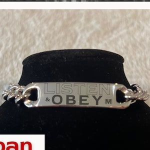 Men's Stainless Steel Cuban Chain Adjustable Bracelet Laser-Engraved with "Listen & Obey" for Christian Men | Manly Gift | MANLY MAN