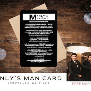 The MAN CARD | Laser-Engraved with Positive Masculine Character Traits | Manly Motivation & Inspiration | Unique Manly Gift Idea