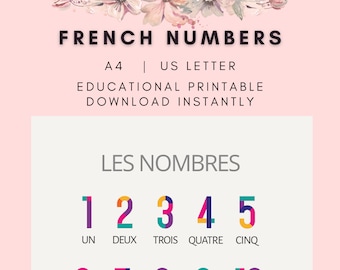 Learn French with our Printable Numbers Poster | French Classroom Poster | French Words Homeschool Posters