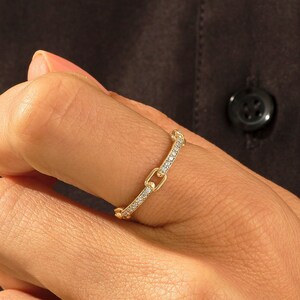 Diamond Open Link Ring Solid Gold Chain Rings for Women 14k Eternity Wedding Ring Minimalist Stackable Ring Handmade Jewelry Gifts Etsy