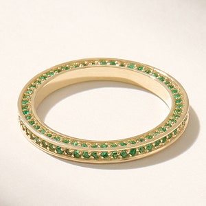 Emerald Eternity Ring for Women 14k Solid Gold Full Eternity Band Green Emerald Stacking Ring All Side Emerald Ring Dainty Handmade