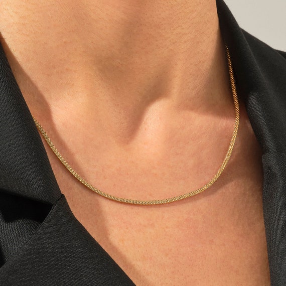 14K Solid Gold Chain Necklace for Women, Minimal Choker, Everyday Luxury Jewelry Gift