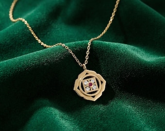 Collar con colgante de oro macizo de 14k para mujer, delicado colgante de oro para el día a día, regalo de joyería de oro de 14k para ella.