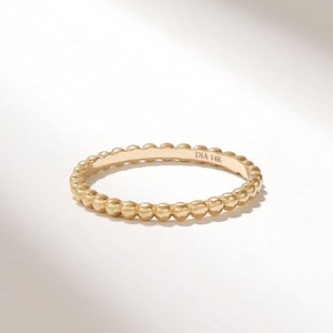 14k Solid Gold Bubble Ring for Women Gold Stacking Ring Minimalist Beaded Eternity Ring Dainty Stackable 18k Gold Ring Gift for Girlfriend