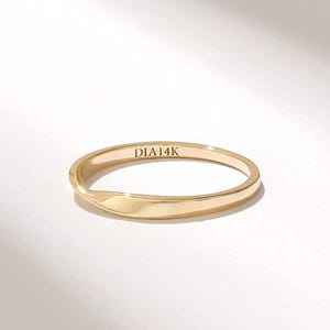 14K Solid Gold Mobius Twist Ring, Simple Wedding Band Women, Dainty Gold Band, Mens Gold Ring, Thin Band Ring