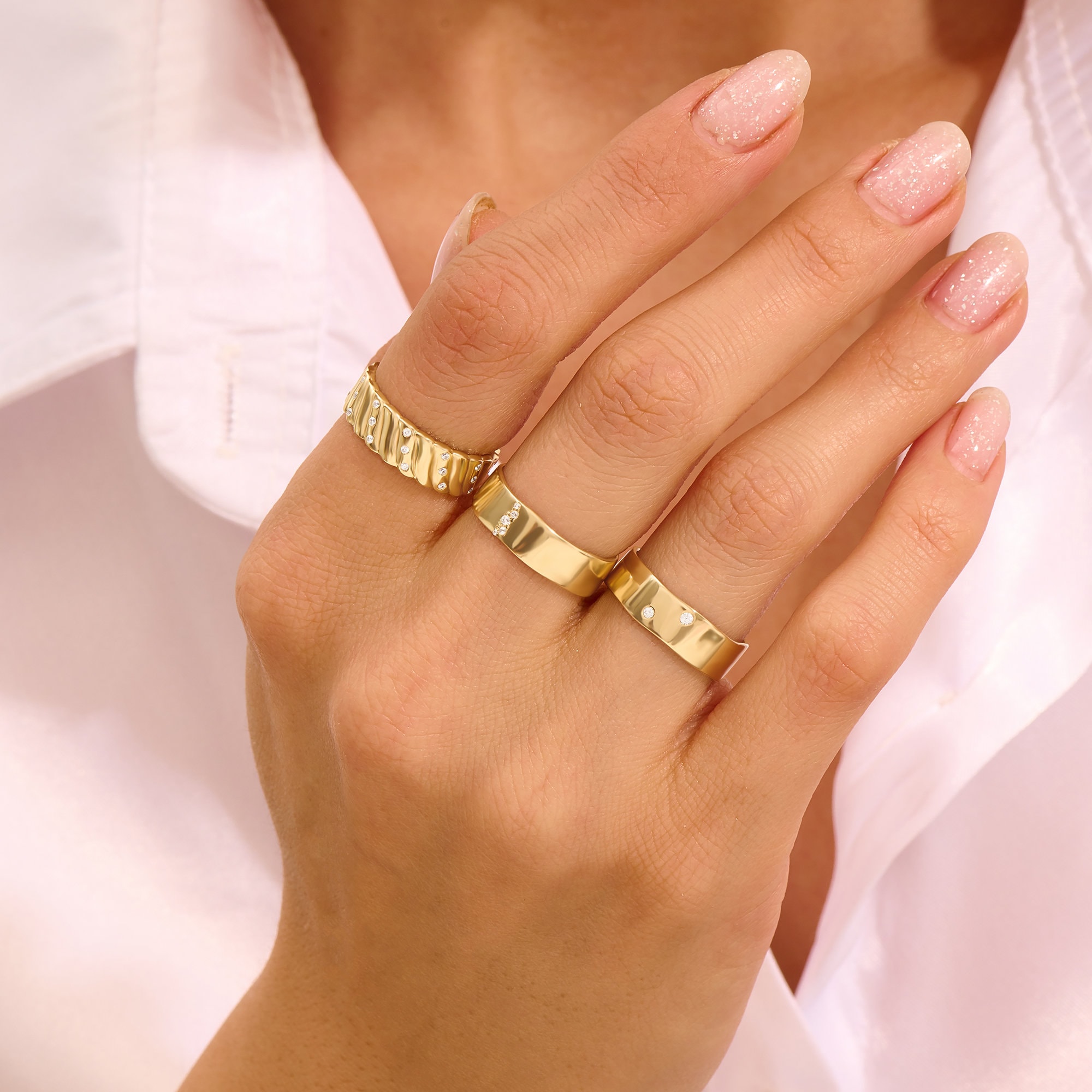 Wavy Wedding Band, Solid  Line Pave Ring, Tiny Diamond Cluster Band, Thick Band  Ring,Women Men Wedding Ring,Wide  Ring