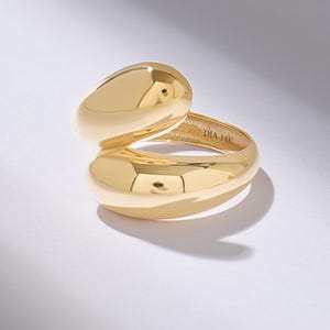 Solid Gold Statement Ring, Dome Wrap Around Ring, Chunky Ring for Women, Dome Bypass Ring, Unique Gift for Mother, Wife, Her