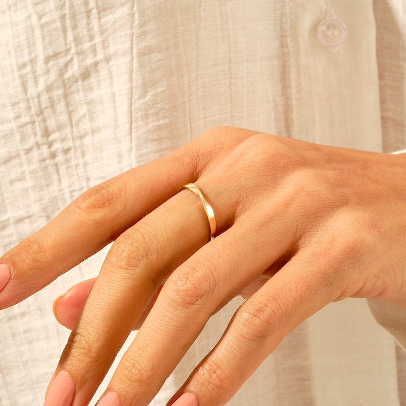 Gold Twist Band Ring 14k 10k 18k Solid Gold Twist Ring Etsy