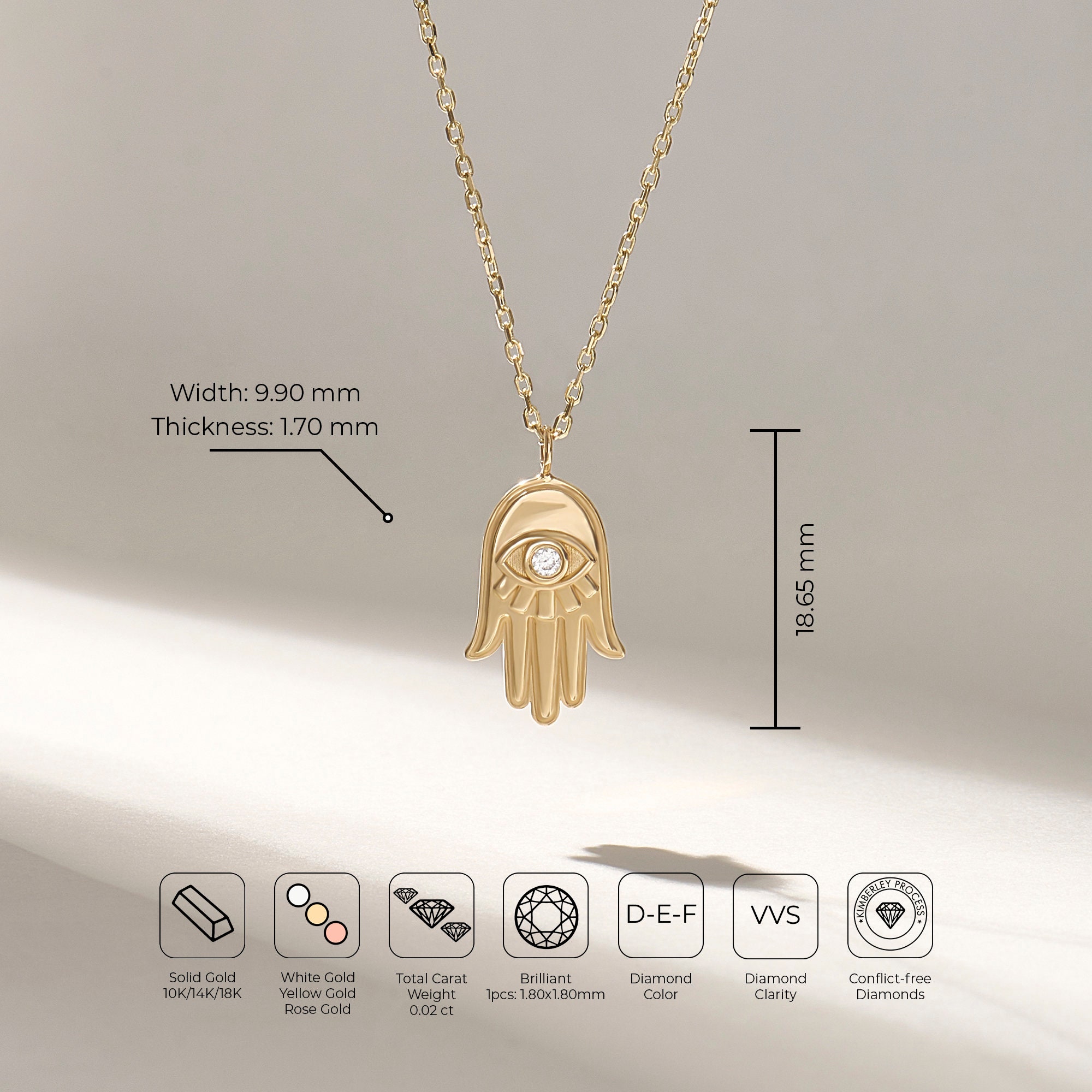 Small diamond hamsa necklace deals