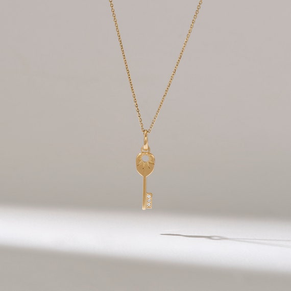 Women's 14K Solid Gold Key Necklace