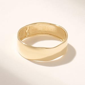 Wavy Diamond Wedding Band Women, 14K Solid Gold Pave Ring Thick, Unique Wedding Rings For Women, Wide Alliance Femme imagen 9