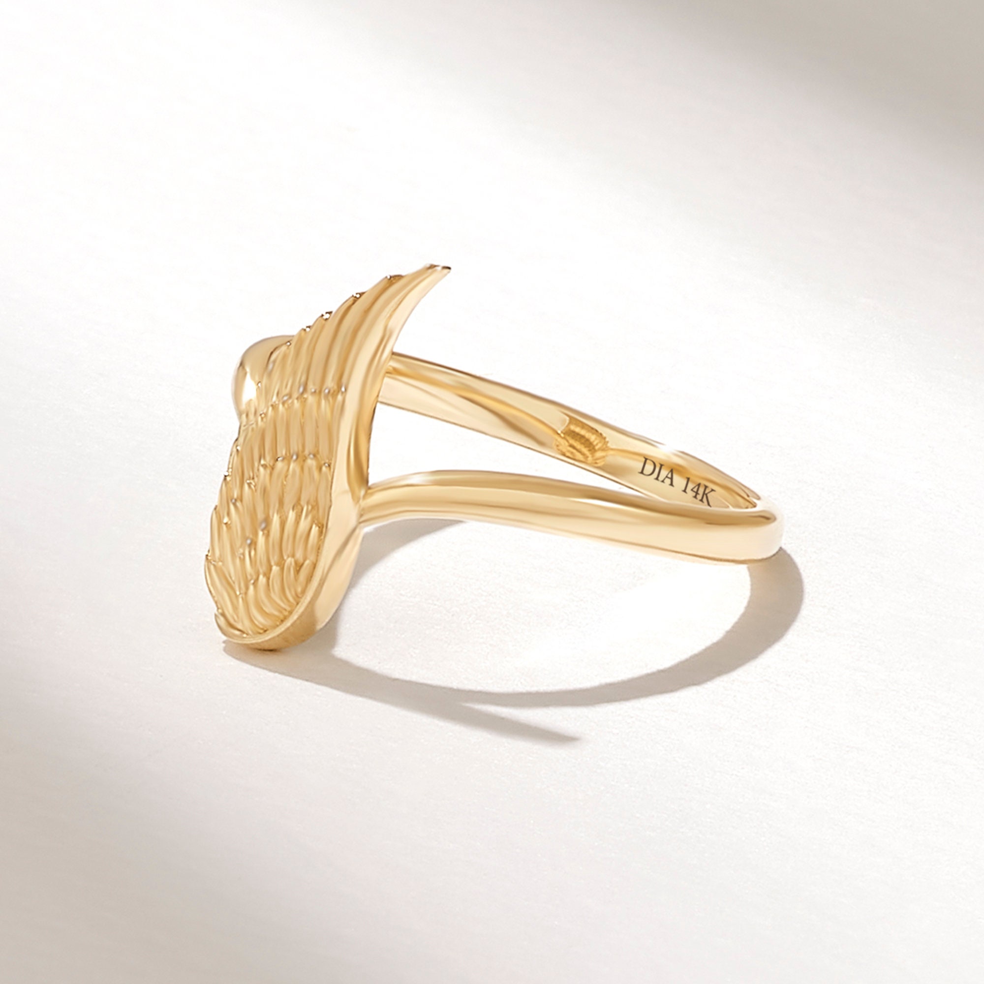14K Gold Angel Wings Stackable Ring
