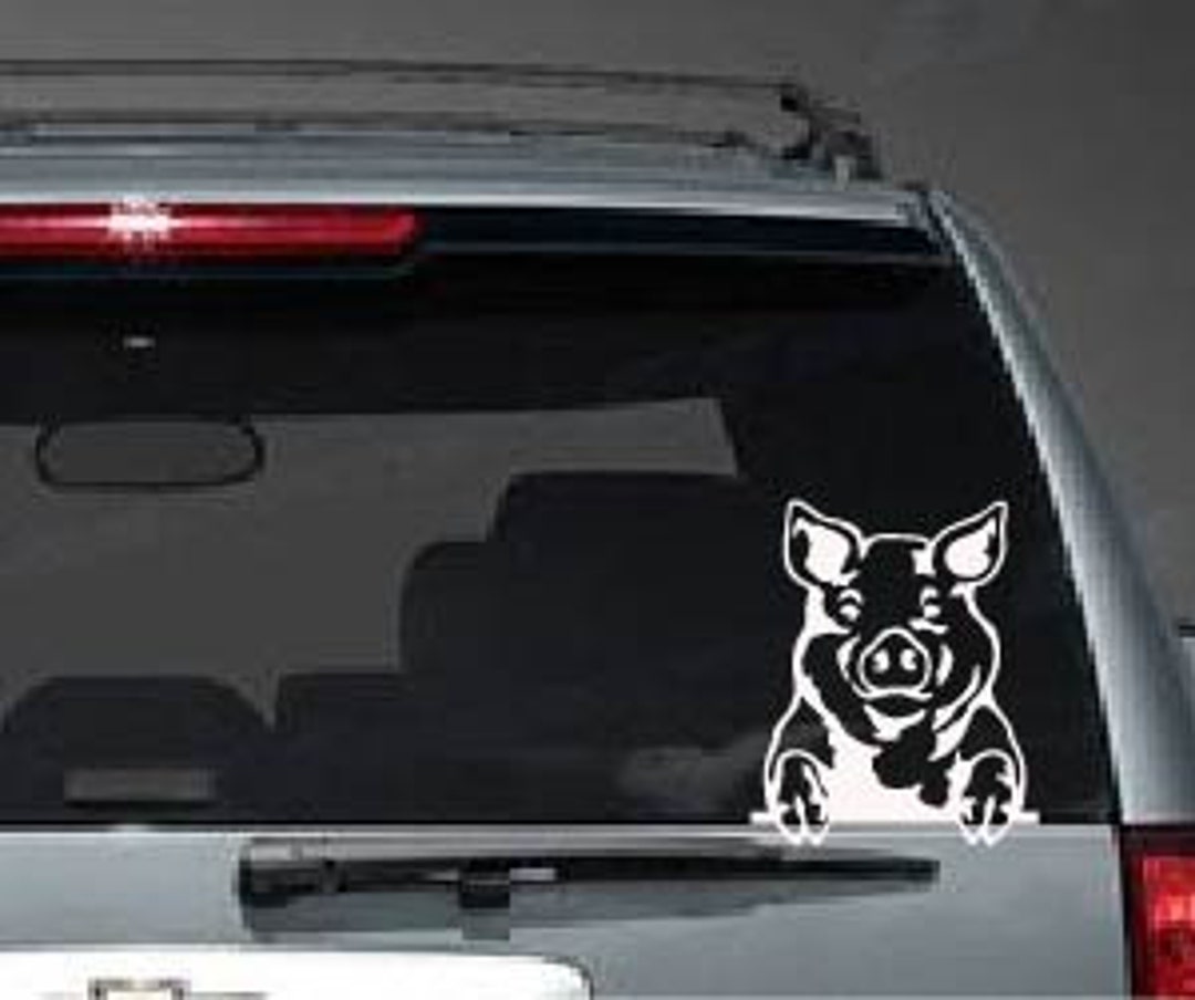 Peeking Pig Pig Car Decal Pig Decal Pig Sticker Farm Etsy