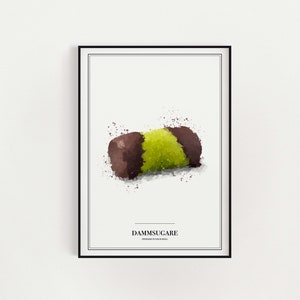 Swedish fika Dammsugare digital print | Swedish Punsch roll pastry print | Digital oil paintings | Instant Download