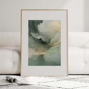 Arte de pared verde salvia Arte abstracto colorido Arte de pared imprimible en crema lima Pintura Arte descargable Impresión de arte Dreamy Vibes Impresión verde salvia