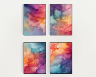 Rainbow Color Wall Art Colorful Abstract Art Printable Wall Art Painting Downloadable Art Dreamy Vibes Art Print Vibrant Wall Art 4 prints