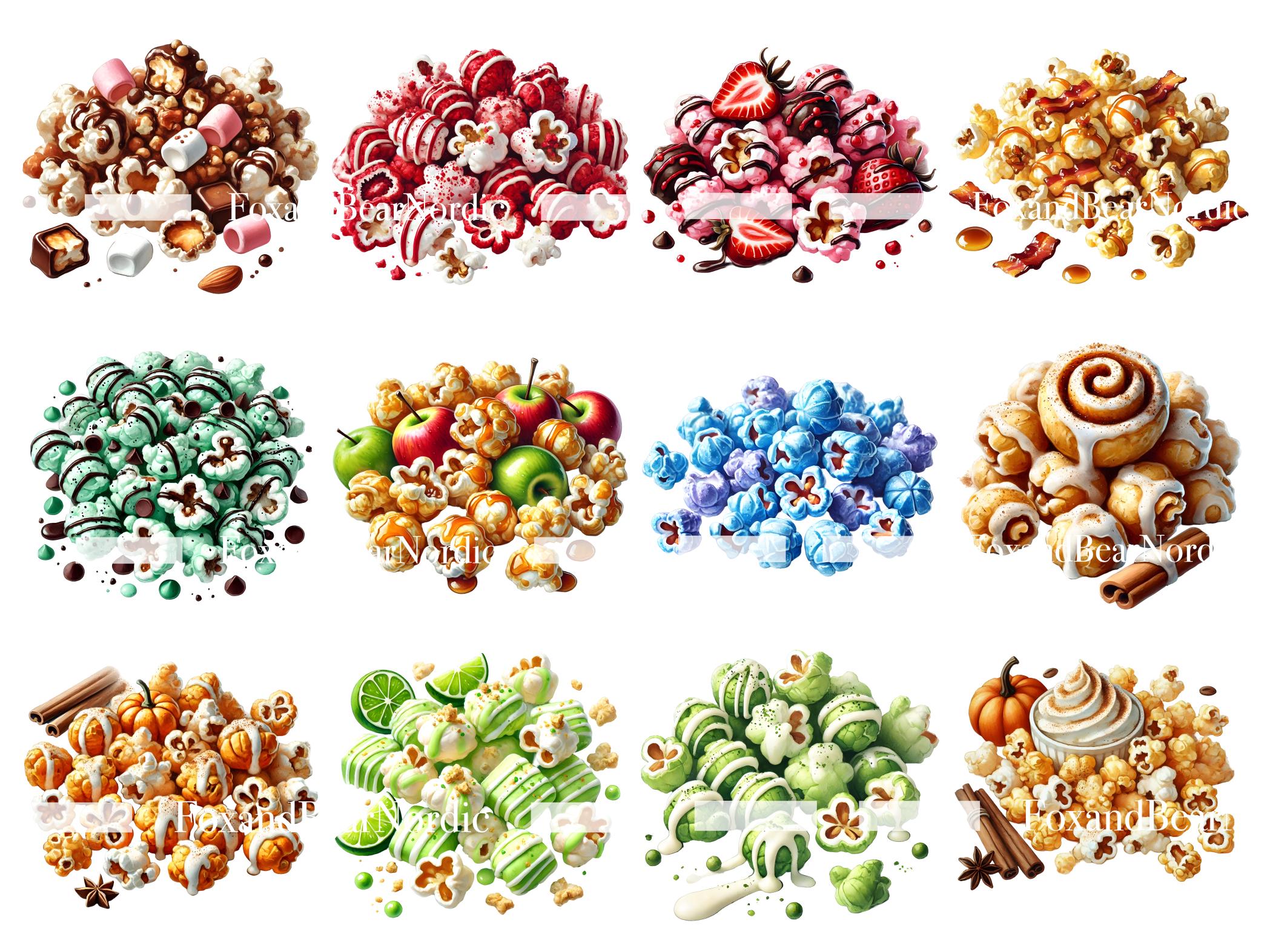 Candy Popcorn Clipart Caramel Chocolate Cotton Candy Smores Churro Birthday PNG Carnival Clipart Watercolor Clipart Clip Art Commercial Use image 4