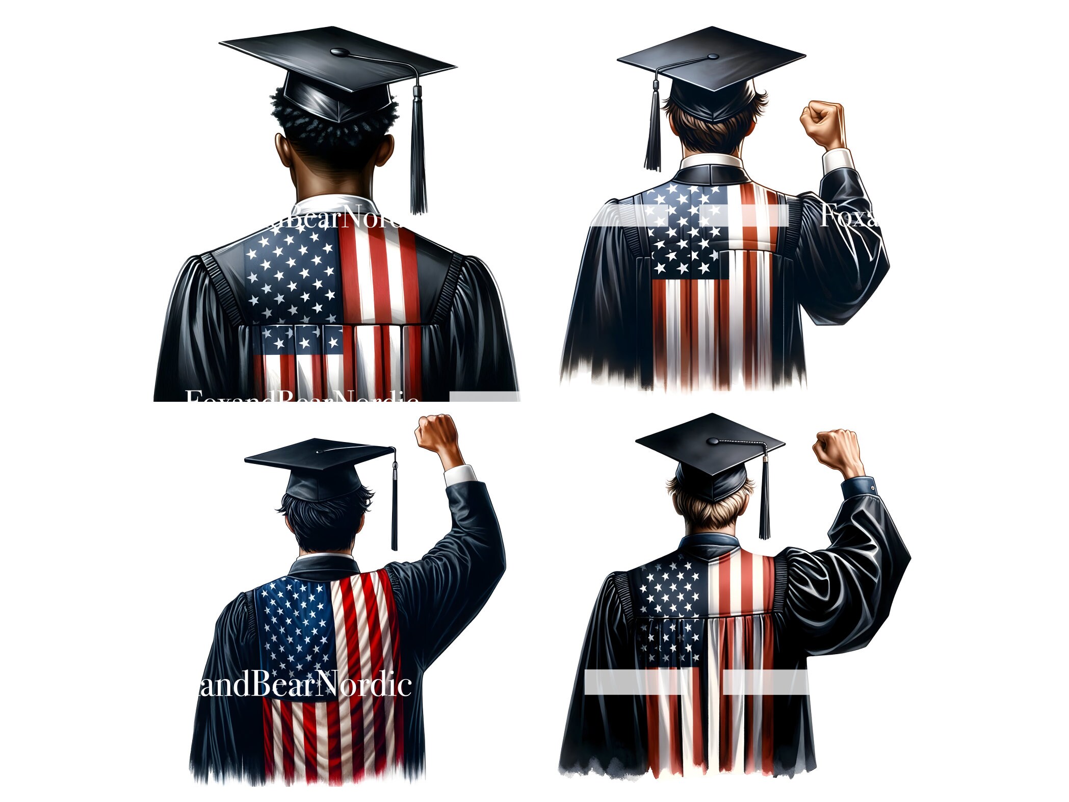 Watercolor Graduation PNG Doctor Graduation Clipart Graduation 2026 Clipart Graduation Cap American Flag Male Graduation Commercial Use image 5