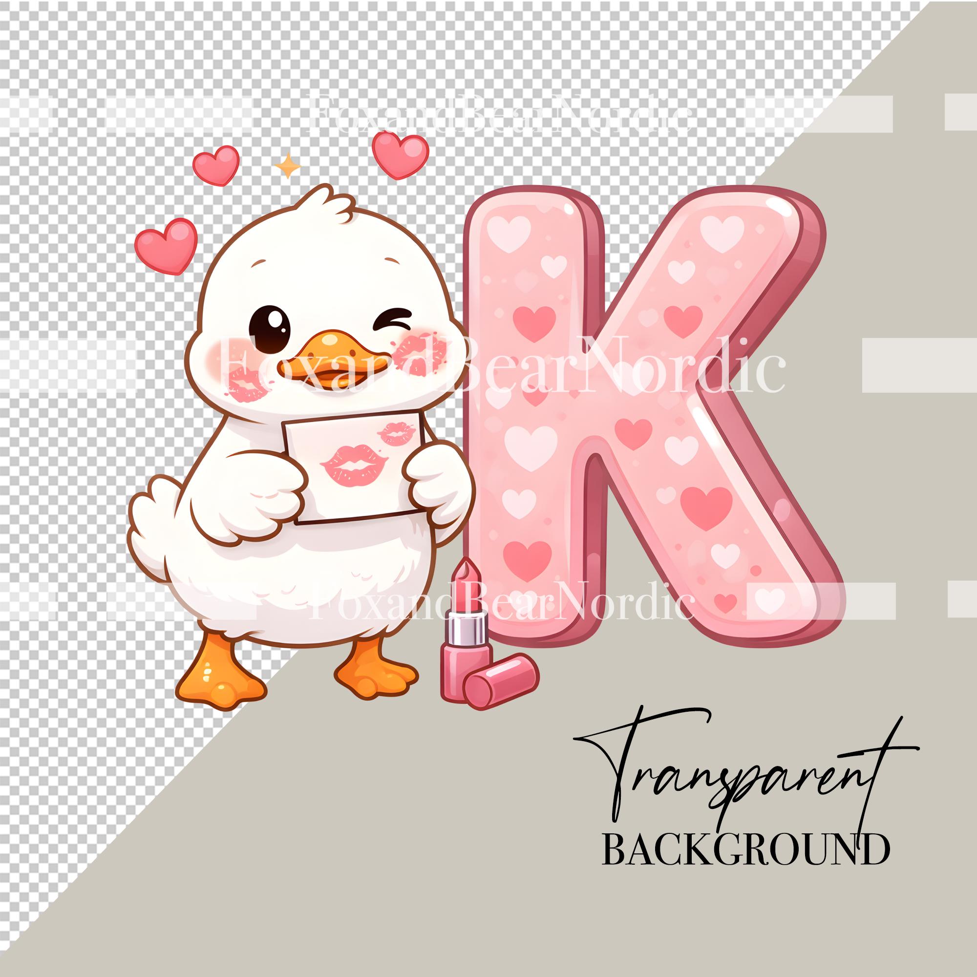 Silly Goose Valentine Alphabet PNG Valentines Day PNG Valentine Clipart Letters Pink Alphabet (Commercial Use) image 3