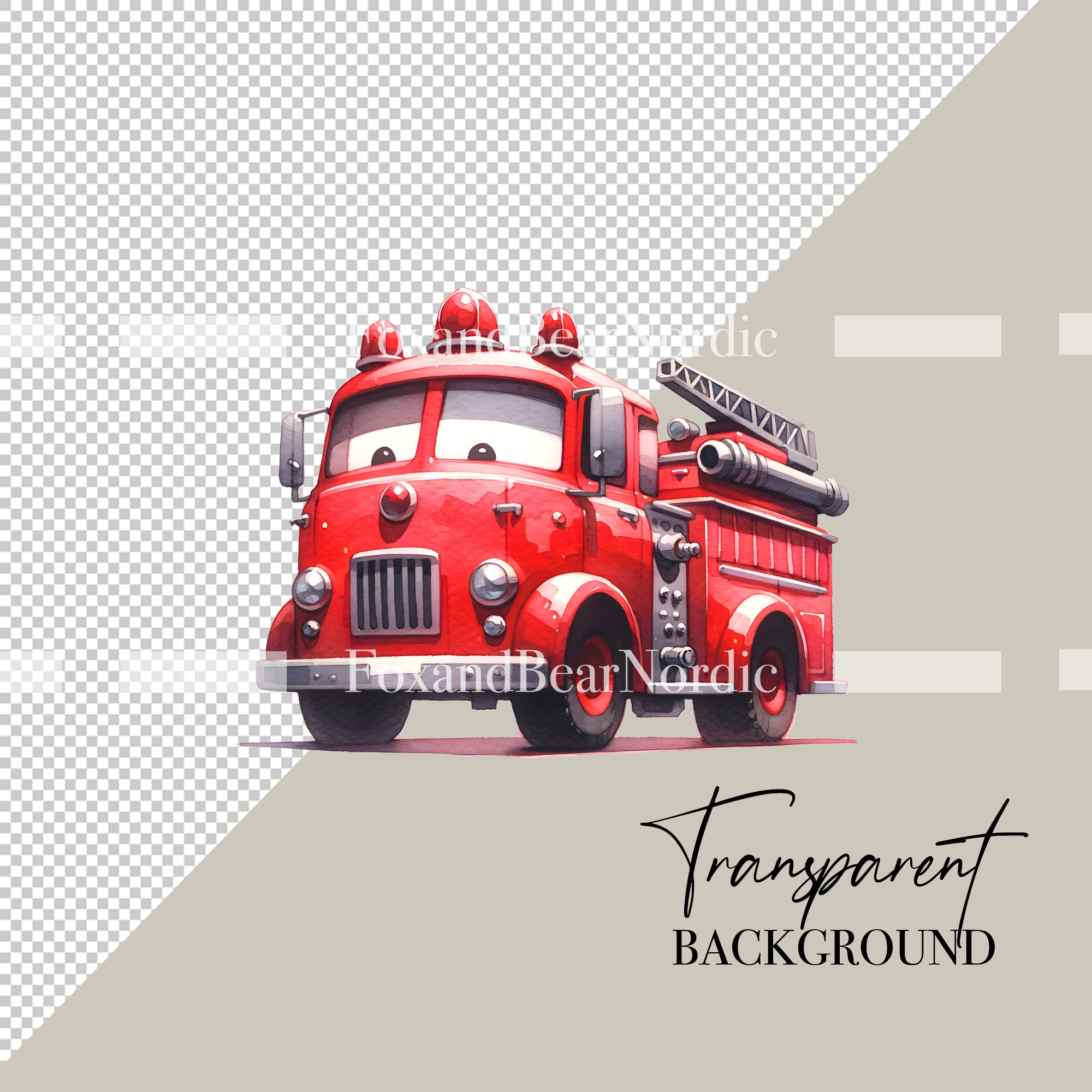 Watercolor Firetruck Clipart Firefighter PNG Fire Department PNG Clipart for Kids Clipart Fire Extinguisher Fireman Clipart Commercial Use image 3