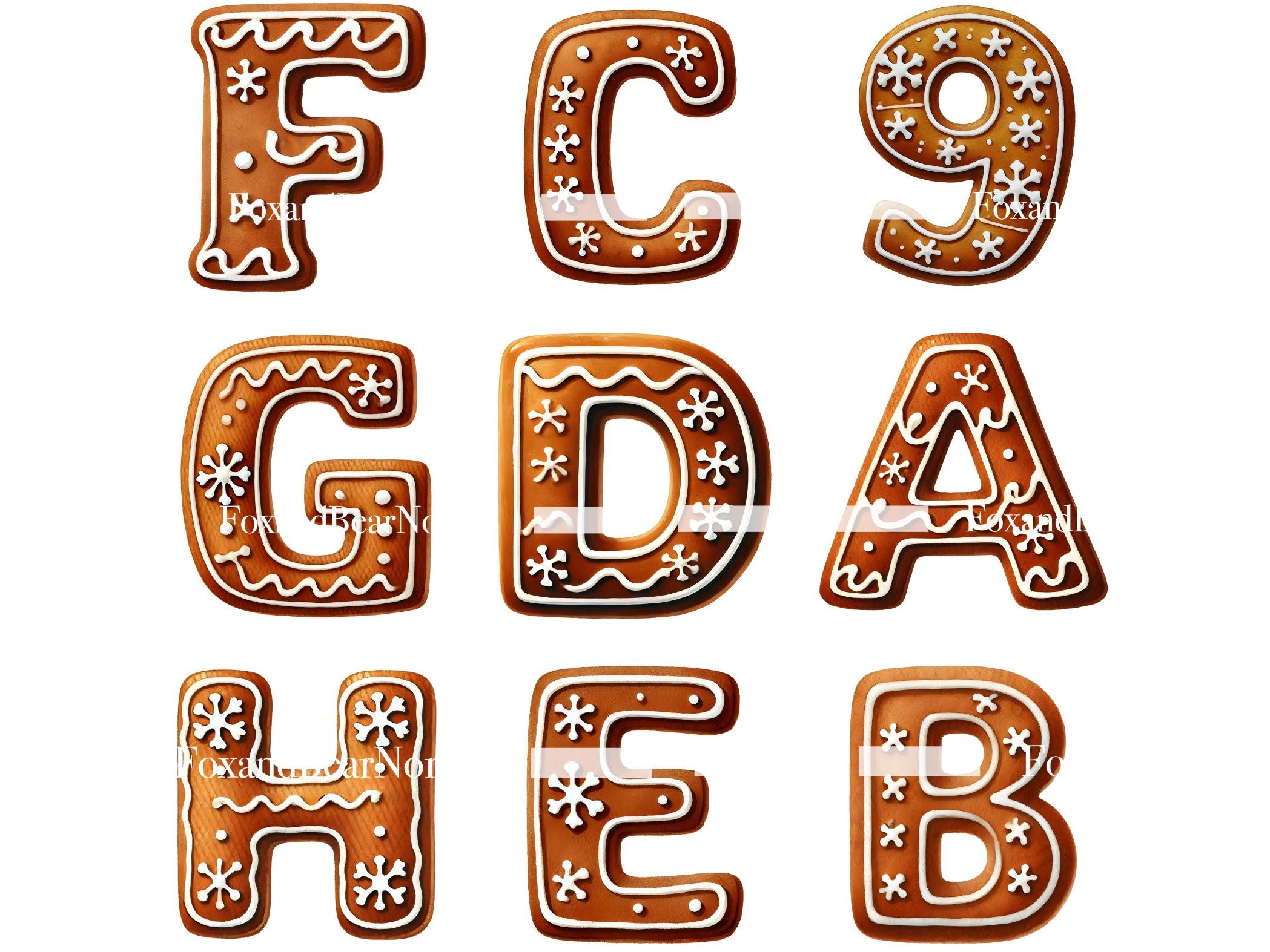 Gingerbread Letters Font Gingerbread Clipart Gingerbread PNG Gingerbread Alphabet Christmas Cookies PNG Christmas Font Commercial Use image 5