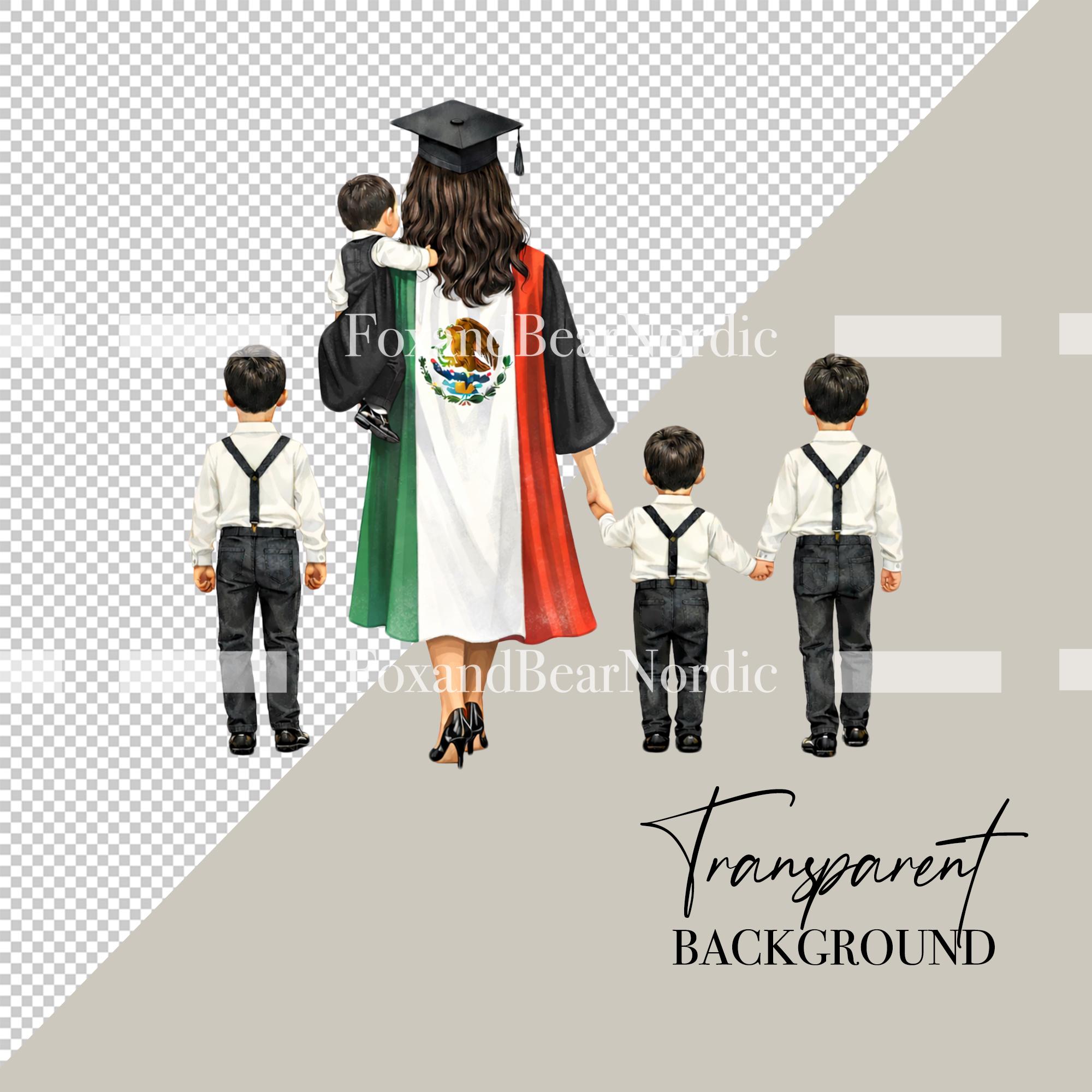 Custom Graduation Clipart PNG, Personalized Family Illustration (5 Characters) image 3