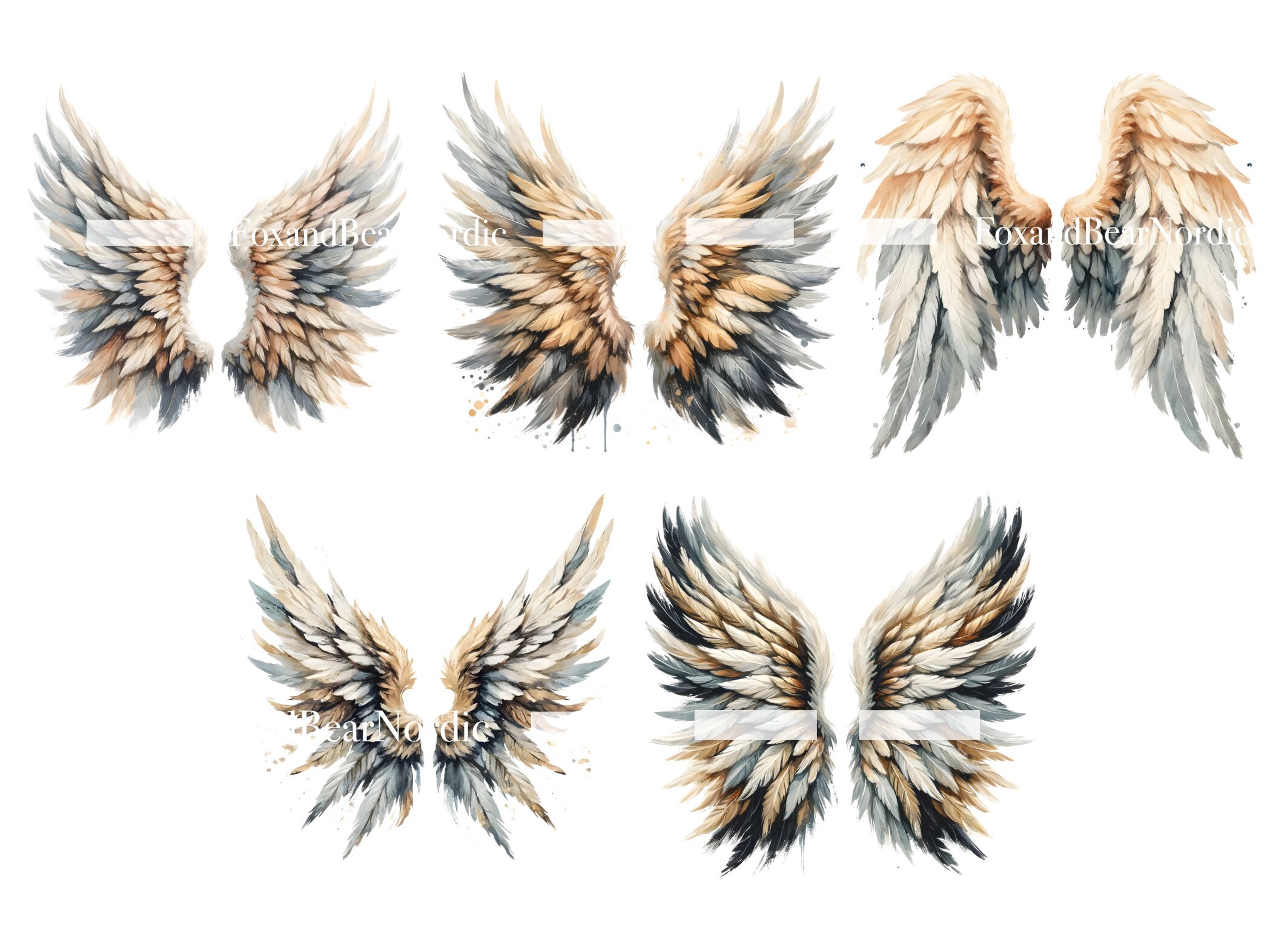 Watercolor Angel Wings PNG In loving Memory Rest In Peace PNG Heaven Memorial Guardian Angel Wings Clipart Prayer Journal Christian Planner image 5