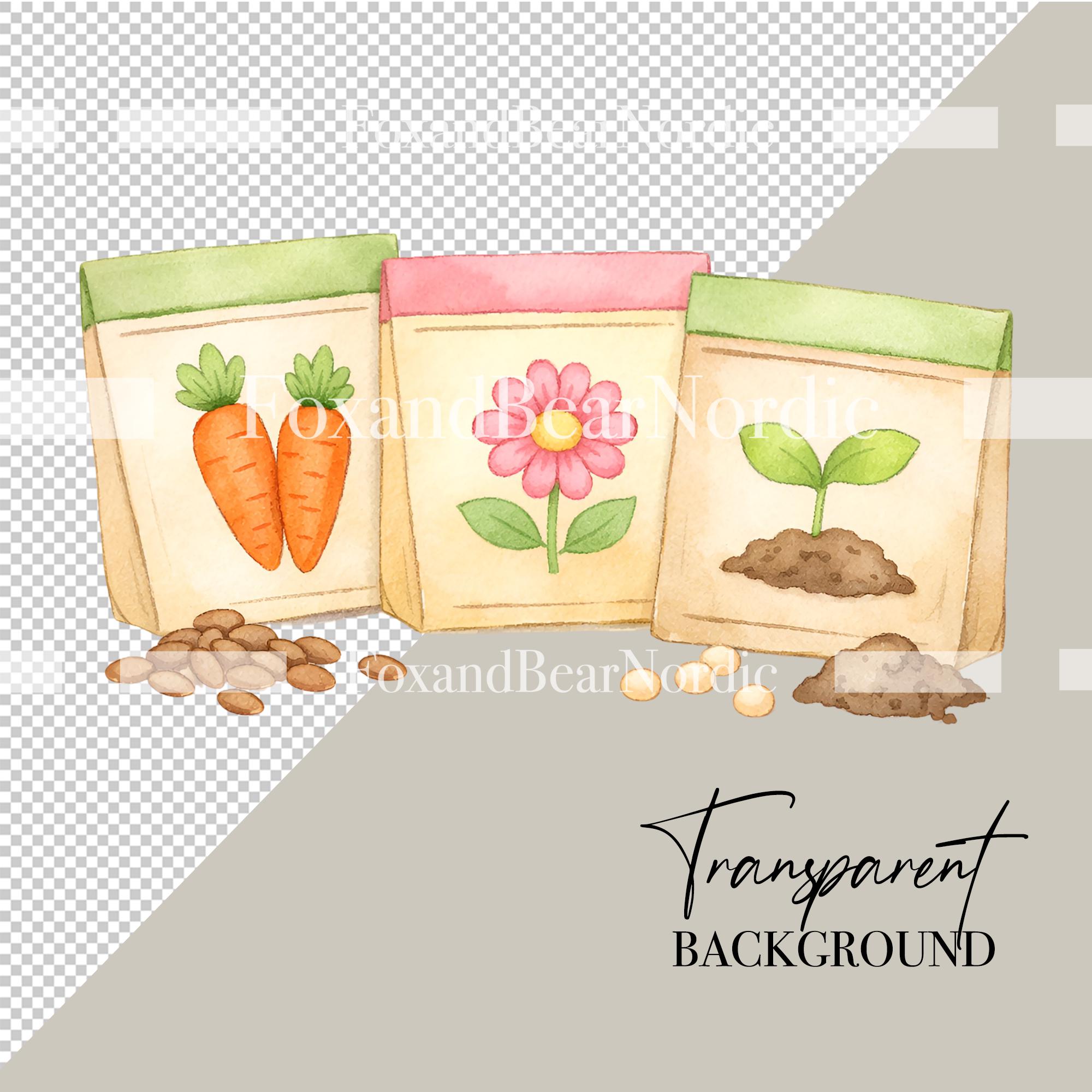 Spring Gardening Watercolor Clipart Bundle: Greenhouse, Flowers, Plants (72 PNG Files) image 3