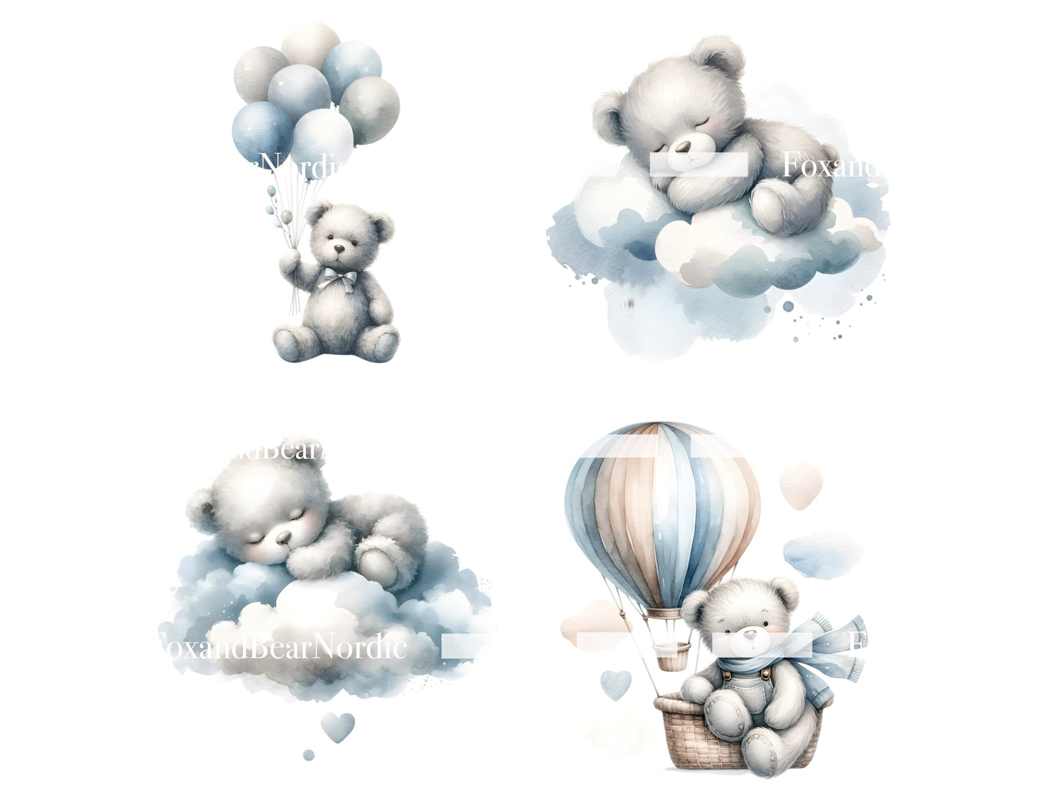 Watercolor Teddy Bear Clipart Cute Teddy Bear Clip Art Teddy Bear PNG Watercolor Clipart Watercolor Clip Art Commercial Use Instant Download image 5