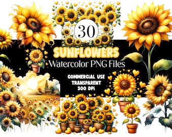 Aquarel zonnebloem clipart zonnebloem grens bloem clipart zonnebloem PNG lente PNG zomer clipart aquarel clip art commercieel gebruik