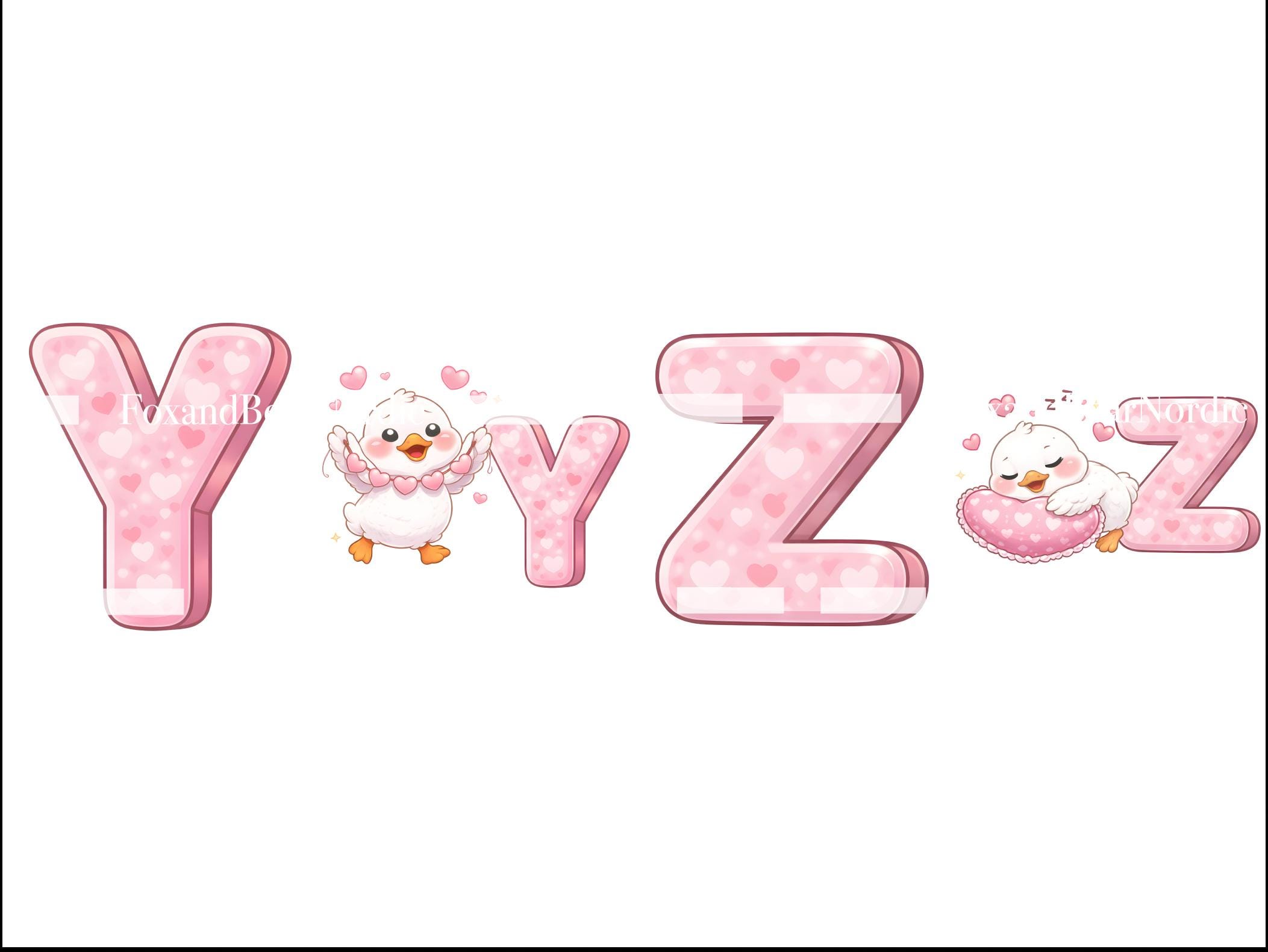 Silly Goose Valentine Alphabet PNG Valentines Day PNG Valentine Clipart Letters Pink Alphabet (Commercial Use) image 8