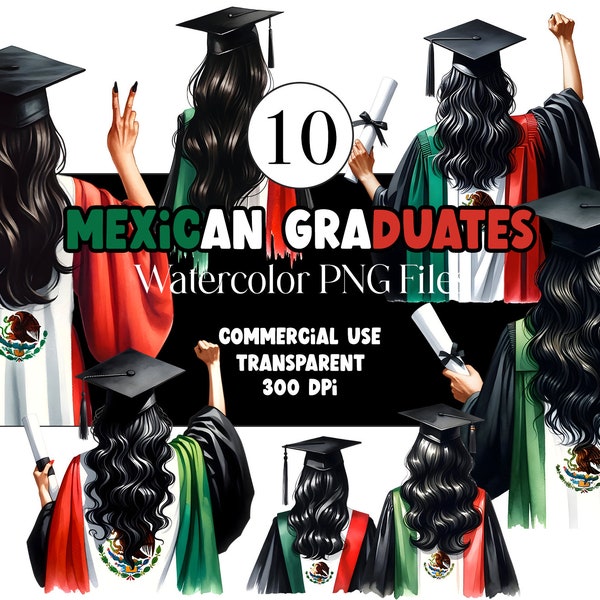 Mexican Graduation PNG Graduation Clipart Graduation Girl PNG Clipart for Mexican  Graduation Cap Topper Mexican Flag Commercial Use