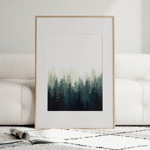 Forest Wall Art Sage Green Wall Art Nature Prints Forest Landscape Print Watercolor Print Nature Wall Art Bedroom Wall Art Digital Download