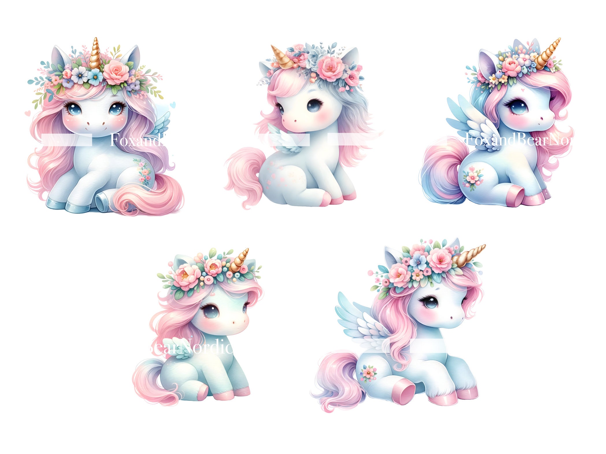 Watercolor Baby Unicorn PNG Unicorn Clipart Unicorn Birthday Clip art Magical Clipart Kids Unicorns Rainbow Unicorn PNG Horse Commercial Use image 6
